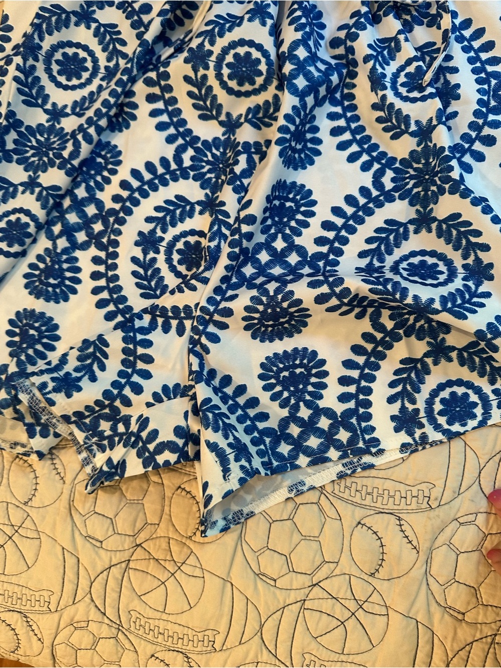 SHEIN White and Blue Printed Halter Romper - Picture 4 of 6
